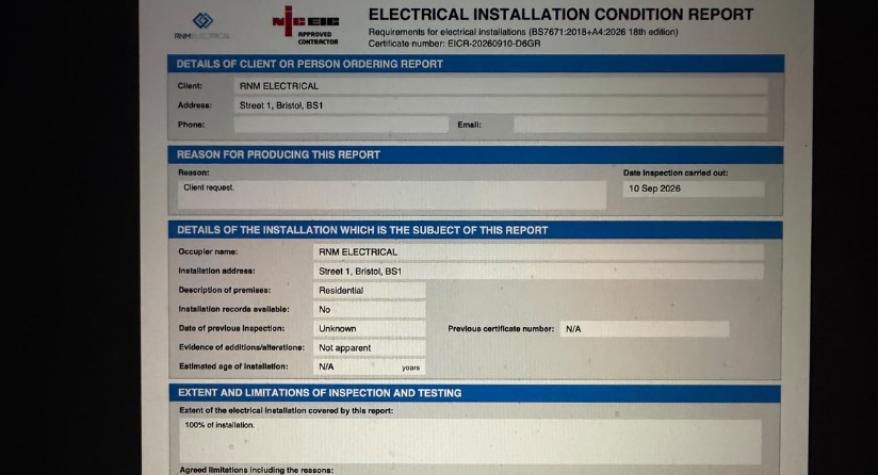 EICR Electrician in Bristol